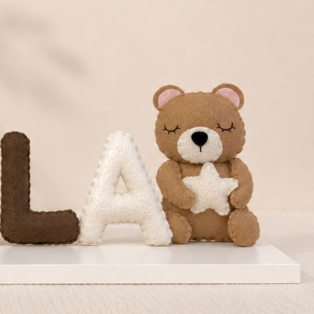 Gepersonaliseerd naambordje beer megt ster voor de babykamer met naam van het kindje, handgemaakt als uniek kraamcadeau